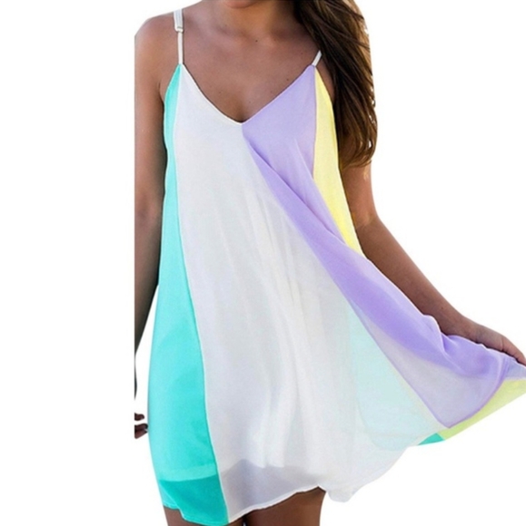 Plus Size Lingerie Other - Plus Size Colorful Negligee 4X Pink Yellow Teal White Adjustable Straps Dress